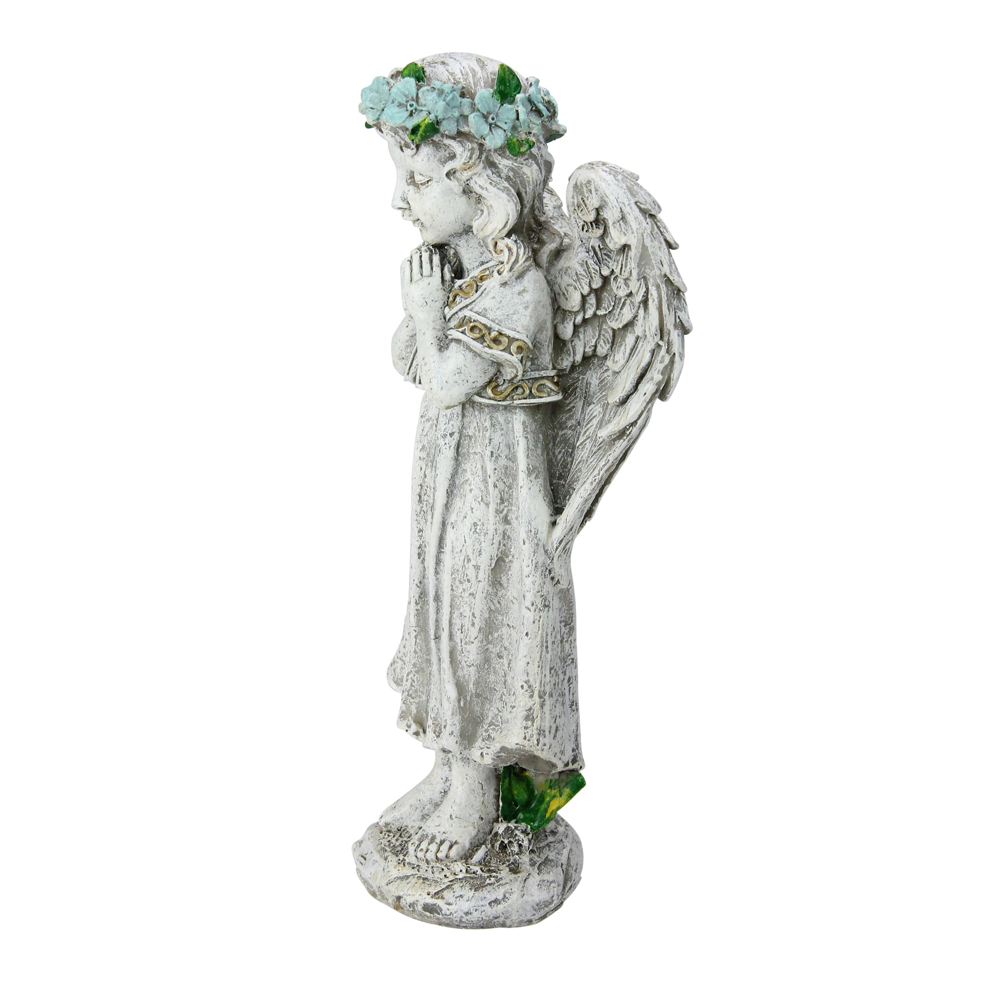 10" Gray Praying Angel Girl Garden Statue